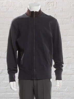 Billy Reid Navy Full-Zip Jacket With Suede Accents M